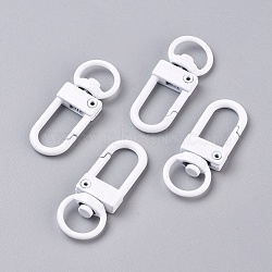 Metal Swivel Clasps, Swivel Snap Hook, White, 33.5x13x5.5mm, Hole: 5.5x9.5mm(FIND-WH0052-63M)