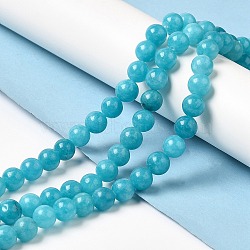 Natural Dyed White Jade Beads Strands, Round, Deep Sky Blue, 8.5mm, Hole: 0.8mm, about 45~46pcs/strand, 14.69''~15.04''(37.3~38.2cm)(G-M402-C03-03)