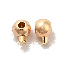 Brass Crimp Beads, Round, Real 18K Gold Plated, 5x3.5x3mm, Hole: 1mm(KK-Q773-05G)