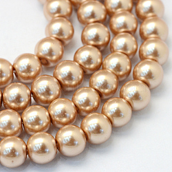 Baking Painted Glass Pearl Bead Strands, Pearlized, Round, BurlyWood, 3~4mm, Hole: 0.5mm, about 195pcs/strand, 23.6 inch(HY-Q003-3mm-11)