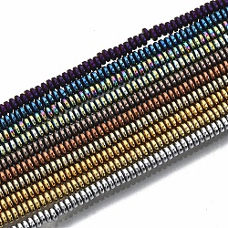 Electroplate Non-magnetic Synthetic Hematite Beads Strands, Flat Round/Disc, Mixed Color, 2x1mm, Hole: 0.8mm, about 450~456pcs/strand, 15.75 inch~15.94 inch(40cm~40.5cm)(G-T114-58)