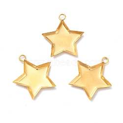 Ion Plating(IP) 304 Stainless Steel Pendant Cabochon Settings, Plain Edge Bezel Cups, Star, Golden, Tray: 13x12mm, 18.5x17x1.6mm, Hole: 1.7mm(STAS-F167-26G)