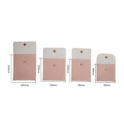 PU Leather Jewelry Pouches, Jewelry Gift Bags with Snap Button, for Ring Necklace Earring Bracelet, Square, Misty Rose, 8x8cm(WG26849-49)