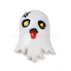 Ghost Halloween Opaque Resin Decoden Cabochons, Halloween Jewelry Craft, White, 27.5x21.5mm(RESI-R446-01H)