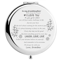 304 Stainless Steel Customization Mirror, Flat Round, Leaf Pattern, 70x65mm(DIY-WH0245-010)