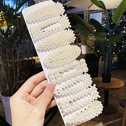 Plastic Imitation Pearl Alligator Hair Clip Sets, with Iron Clip, Hair Accessories for Girls Women, Mixed Shapes, Floral White, 70mm, 8pcs/set(X-OHAR-PW0007-05I)