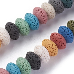 Natural Lava Rock Beads Strands, Dyed, Rondelle, Mixed Color, 10~11x6mm, Hole: 1.8mm, about 34 pcs/Strand, 7.87 inch(20cm)(G-F671-01B-17)
