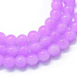 Baking Painted Imitation Jade Glass Round Bead Strands, Medium Orchid, 6.5mm, Hole: 1.5mm, about 145pcs/strand, 31.8 inch(X-DGLA-Q021-6mm-44)