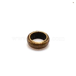 Brass Crimp Beads, Rondelle, Nickel Free, Antique Bronze, 4x2mm, Hole: 2.5mm, about 500pcs/bag(KK-WH0047-10A-05)