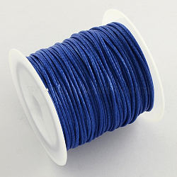 Korean Waxed Polyester Cords, Royal Blue, 1mm, about 10m/roll, 25rolls/bag(YC-R004-1.0mm-11)