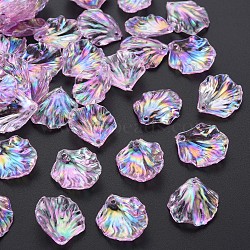 Transparent Acrylic Pendants, AB Color Plated, Leaf, Plum, 19.5x17x4.5mm, Hole: 1.4mm, about 1720pcs/500g(MACR-S373-73-C06)