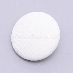 Cloth Shank Buttons, with Zinc Alloy Finding, Flat Round, for Overcoat Garment Accessories, Platinum, White, 19x8mm, Hole: 3x3mm(BUTT-WH0016-03C-02)