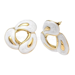 304 Stainless Steel Stud Earrings, with Enamel, Triple Hoop Spiral, Golden, 29.5x31mm(EJEW-F409-01G)