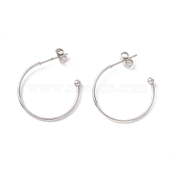 Non-Tarnish 304 Stainless Steel C-shape Stud Earrings, Half Hoop Earrings for Women, Stainless Steel Color, 26x26.5x4mm, Pin: 1mm(STAS-P302-09P)