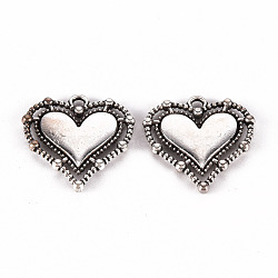 Tibetan Style Alloy Pendants, Lead Free & Cadmium Free, Heart, Antique Silver, 20x19.5x2mm, Hole: 1.6mm, about 260cs/500g(TIBE-N010-77AS-RS)