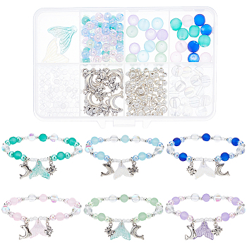 DIY Ocean Theme Bracelet Making Kit, Alloy Dolphin Charms Stackable Bracelets, Mixed Color, 19x19.5x3.5mm, Hole: 1.2mm