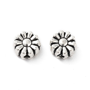 Tibetan Style Alloy Beads, Cadmium Free & Lead Free, Flower, Antique Silver, 6x6x3.5mm, Hole: 1.4mm