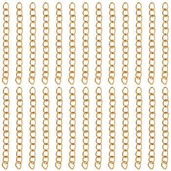 100Pcs Ion Plating(IP) 304 Stainless Steel Chain Extender, Real 18K Gold Plated, 40mm