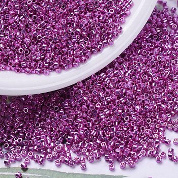 MIYUKI Delica Beads, Cylinder, Japanese Seed Beads, 11/0, (DB0425) Galvanized Hot Pink, 1.3x1.6mm, Hole: 0.8mm, about 20000pcs/bag, 100g/bag