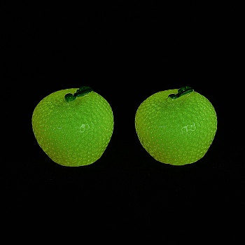 Luminous Resin Cabochons, Imitation Fruit, Glow in the Dark, Orange, 19.5x22mm