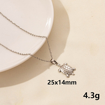 Stainless Steel Tortoise Pendant Necklaces, Cable Chain Necklaces for Women