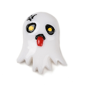 Ghost Halloween Opaque Resin Decoden Cabochons, Halloween Jewelry Craft, White, 27.5x21.5mm