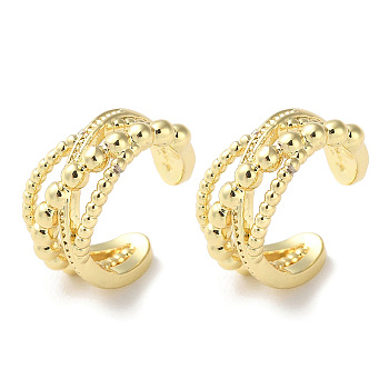 Rack Plating Brass Criss Cross Cuff Earrings, Lead Free & Cadmium Free, Real 18K Gold Plated, 13x15x7.5mm