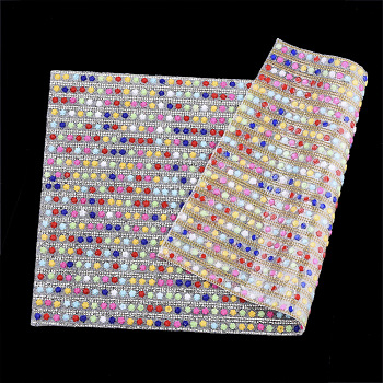 Glitter Hotfix Glass Rhinestone, Iron on Patches, with Flower Resin and Mini Beads, for Trimming Cloth Bags and Shoes, Clear AB, 40x24cm