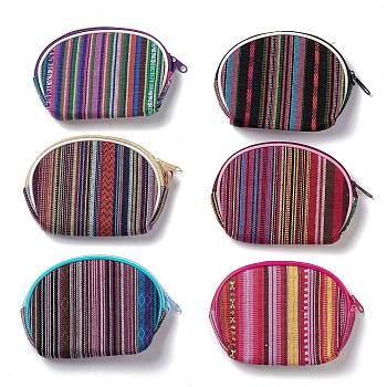Stripe Pattern Cotton Clothlike Bags, Change Purse, with Handle Rope, Mixed Color, 25.4cm
