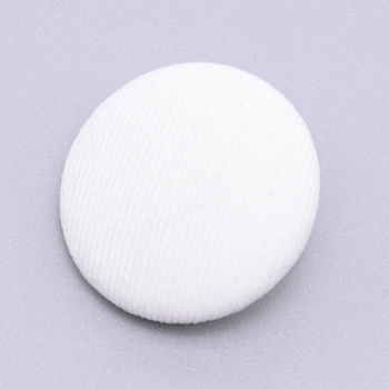 Cloth Shank Buttons, with Zinc Alloy Finding, Flat Round, for Overcoat Garment Accessories, Platinum, White, 19x8mm, Hole: 3x3mm