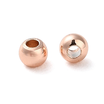 Rack Plating Brass Spacer Beads, Long-Lasting Plated, Lead Free & Cadmium Free, Round, Rose Gold, 2.5x2mm, Hole: 1mm