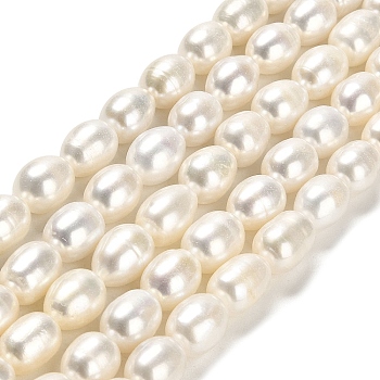 Natural Cultured Freshwater Pearl Beads Strands, Rice, Grade 5A, Floral White, 10.5~13x9~10mm, Hole: 0.5mm, about 33pcs/strand, 15.75~15.87 inch(40~40.3cm)