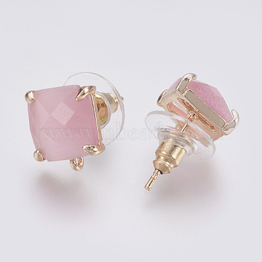 Faceted Glass Stud Earring Findings(GLAA-F084-C11)-2