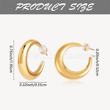 Crescent Moon Chunky Stud Earrings Half Hoop Earrings Open Oval Drop Earrings Teardrop Hoop Dangle Earrings Pull Through Hoop Earrings Statement Jewelry Gift for Women(JE1089C)-2