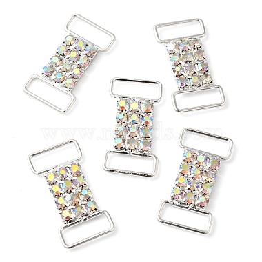 (Defective Closeout Sale: Uneven Back Plating) Brass Micro Pave Crystal AB Rhinestone Rectangle Connector Charms(FIND-XCP0003-06)-2