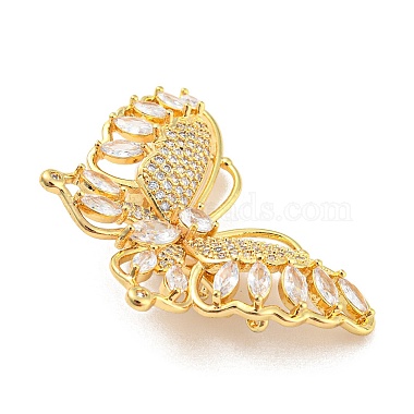 Rack Plating Brass Pave Clear Cubic Zirconia Twister Clasps(KK-P243-02G)-2