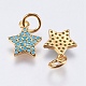 Brass Micro Pave Cubic Zirconia Charms(X-RB-I077-21G-RS)-2