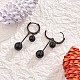Black Cubic Zirconia Double Ball Dangle Hoop Earrings(JE1026A)-5