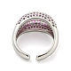 Real Platinum Plated Brass Micro Pave Clear Cubic Zirconia Cuff Rings(RJEW-L113-016P-02)-3