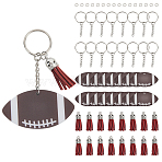 DIY Sports Ball Acrylic Pendant Keychain Making Kits, with Iron Split Key Rings & Faux Suede Tassel, Rugby, 8~37x8~63x0.9~10mm, Hole: 1.8~6.2mm(DIY-SP0001-44C)