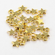 Tibetan Style Stamping Blank Tag Charms Pendants, Christmas Star, Lead Free, Golden, 10x8x1mm, Hole: 2mm(X-TIBEP-A123046-G-LF)