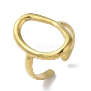 304 Stainless Steel Open Cuff Ring, Hollow Oval, Real 18K Gold Plated, US Size 9 1/4(19.1mm)(RJEW-H215-06G)