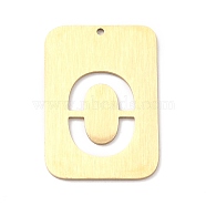 Ion Plating(IP) 304 Stainless Steel Pendants, Rectangle with Alphabet, Hollow, Letter.O, 32x22x1mm, Hole: 1.5mm(STAS-K216-49O-G)