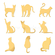 Nickel Decoration Stickers, Metal Resin Filler, Epoxy Resin & UV Resin Craft Filling Material, Golden, Cat Shape, 40x40mm, 9pcs/set(DIY-WH0450-157)