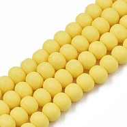 Handmade Polymer Clay Beads Strands, for DIY Jewelry Crafts Supplies, Round, Yellow, 7x5.5mm, Hole: 1.6mm, about 69pcs/strand, 15.75 inch~16.14 inch(40~41cm)(CLAY-N008-053-01)