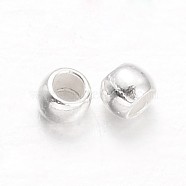 Rondelle Brass Crimp Beads, Silver Color Plated, 1.5mm, Hole: 0.5mm, about 1000pcs/5g(X-KK-L134-33S)