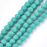 Spray Painted Non-magnetic Synthetic Hematite Beads Strands, Star Cut Round Beads, Faceted, Light Sea Green, 6x6x6mm, Hole: 0.8mm, about 64~67pcs/strand, 14.9 inch~15.7 inch(G-T116-16-04)