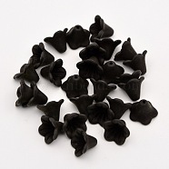Frosted Flower Acrylic Beads, Black, 14x10mm, Hole: 2mm, about 1300pcs/500g(FACR-5332-12A)
