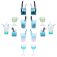 28Pcs 7 Style Glass Bottle Pendants, with Resin Inside and Platinum Iron Findings, Imitation Bubble Tea/Boba Milk Tea, Sky Blue, 4pcs/style(CRES-SC0002-06)