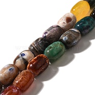 Natural Fire Crackle Agate(Dyed & Heated) Beads Strands, Barrel, Mixed Color, 13.5~14x9.5~10mm, Hole: 1.5mm, about 27pcs/strand, 14.53~14.57''(36.9~37cm)(G-H091-C01-01)